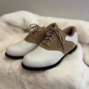 Austin Golf Shoes Two Toned Tan And White Womens Size 7 Spike Key